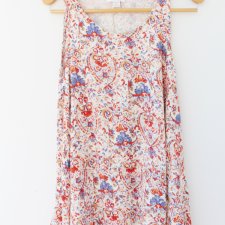 Top vintage tunika z wiskozy trapezowy bluzka na lato