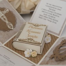 Pamiątka pierwszej Komunii Świętej exploding box kartka 3d