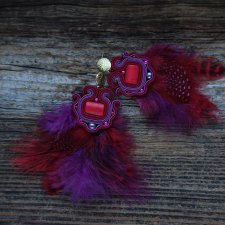 Etniczne kolczyki soutache z piórkami
