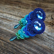 Kolczyki soutache w kolorach pawich piór