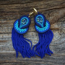 Granatowo turkusowe kolczyki soutache