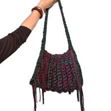 Duża torba z recyklingu – ręcznie szydełkowana, boho