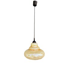 Szklana opalizująca lampa wisząca, Narva Leuchen, Niemcy, lata 70.