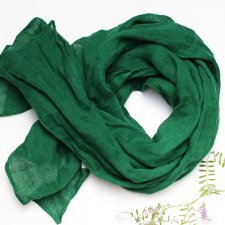 LNIANY szal ZIELONY, naturalny SZAL lniany damski handmade PRACOWNIA ZOLLA