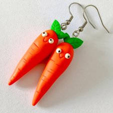 Śmieszne Kolczyki Marchewki, Duże Kolczyki Fimo, Prezent Dla Wegan