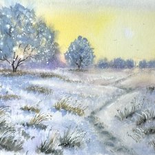 Oryginalna akwarela Mroźna cisza