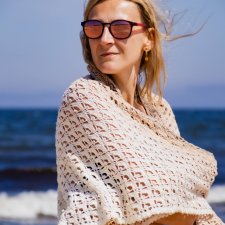 Duża chusta szydełkowa w eleganckich odcieniach beżu i brązu