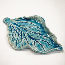 Ceramiczny listek. Patera, podstawka na świeczki. Ręcznie robione