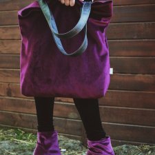 Torba Mr.m Velvet burgundowa - uszy skóra naturalna