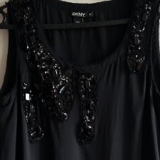 Mała czarna  DKNY Silk jedwabna  pięknie uszyta sukienka jedwabna