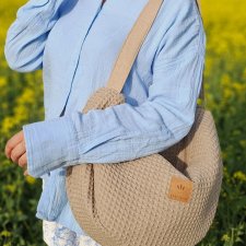Torba worek w stylu boho z plecionki Waflowej