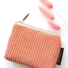 Sztruksowy portfelik card holder Brzoskwiniowy
