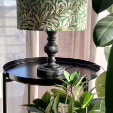 Lampa rustykalna z abażurem z naturalnej tkaniny "zielone pnącze", wys 40cm