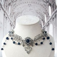 Choker w stylu gotyckim – stal chirurgiczna i szklane koraliki | biżuteria handmade | royal | gothic | fantasy | dark princess