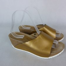 Penelope Collection skórzane klapki koturn / 39 - 25 cm