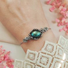 Bransoletka Labradoryt stal chirurgiczna handmade wirewrapping