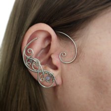 Oryginalne nausznice kolczyki labradoryt wire wrapping zausznice