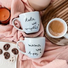 Zestaw dla Mamy i Taty, MAMA TATA WIEM ręcznie malowane kubki 350ML