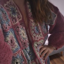 Sweter moherowy patchworkowy