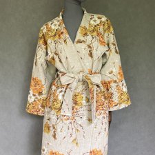Kimono 100% len kwietny nadruk.