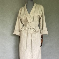 Kimono sukienka 100% len kawa z mlekiem.
