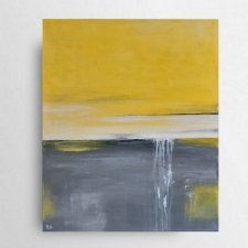 Abstrakcja żółto-szara -obraz akrylowy  60/50 cm