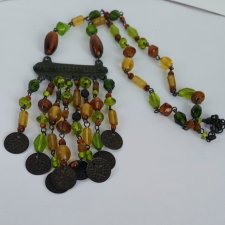 Orientalny naszyjnik chwost z monetami, boho hippie
