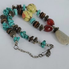 Handmade naszyjnik z kamieni korale boho, unikat