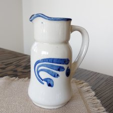 Vintage dzbanek wazon ręcznie malowany  Bolesławiec  PRL  wiejski styl rustykalny