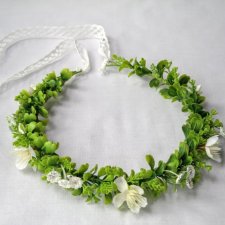Wiosenna Rosa - wianek boho handmade z realistycznych kwiatów