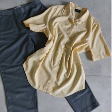 Vintage żółta koszula lpastelowa wiskoza lata 90-te L  XL