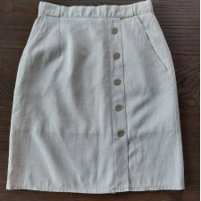 Vintage  beżowa spódnica z guzikami wiskoza  lata 90-te  S 36
