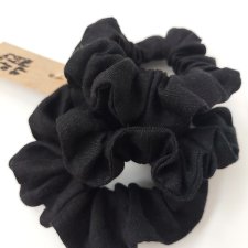 100% Len, scrunchie black x 3, zestaw