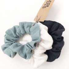 100% Len, scrunchie x 3, zestaw