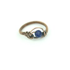 Lapis lazuli pierścionek z miedzi
