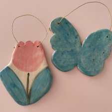 Zestaw ozdób ceramicznych do powieszenia