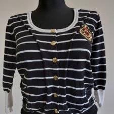 Yuka Paris sweter  kardigan  w paski  old money retro styl