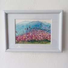 Akwarela w ramie Łąka  16*11 cm