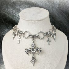Choker stal chirurgiczna hipoalergiczny goth krzyże kolce