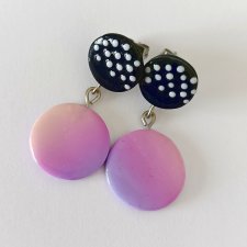 Fioletowe Kolczyki w Kropki Polka Dot