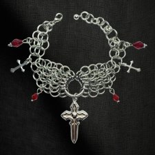 Bransoletka Stal Chirurgiczna Szkło kolczuga chainmaille