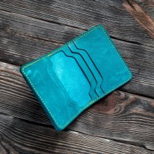 No.21 / Skórzany portfel na karty oraz banknoty - Maya Turquoise/Slam Giallo