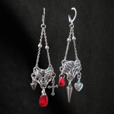 Asymetryczne kolczyki chainmaille stak chirurgiczna, szkło HANDMADE