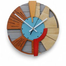 Zegar ścienny drewniany 48 cm - Geometryczny - CICHY MECHANIZM