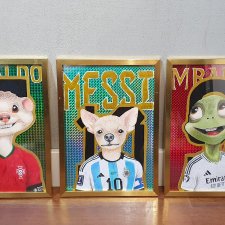 3 x A4 piłkarze Ronaldo Messi Mbappe