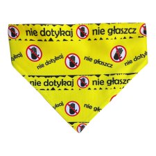 Bandana ostrzegawcza dla psa XL na gumce - NIE DOTYKAJ - żółta