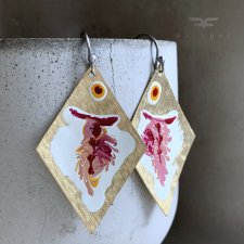 Kolczyki Big Fish. White & Rose, Yellow Accent