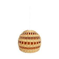 Lampa sufitowa z wiklinowym kloszem, Polska lata 60.