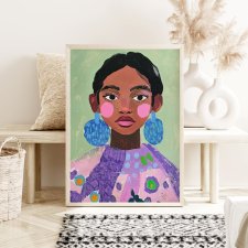 Plakat Kobieta portret kolor - format 50x70 cm
