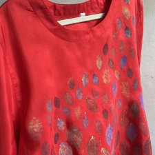 100% Silk - jedyna taka -  jedwabna makowa unikatowa bluzka botaniczny print
